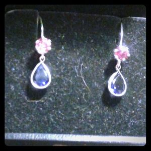 Natural Iolite Garnet Sterling Silver Earrings